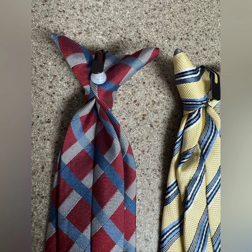 Set of 3 boys clip on ties Cars, stripes